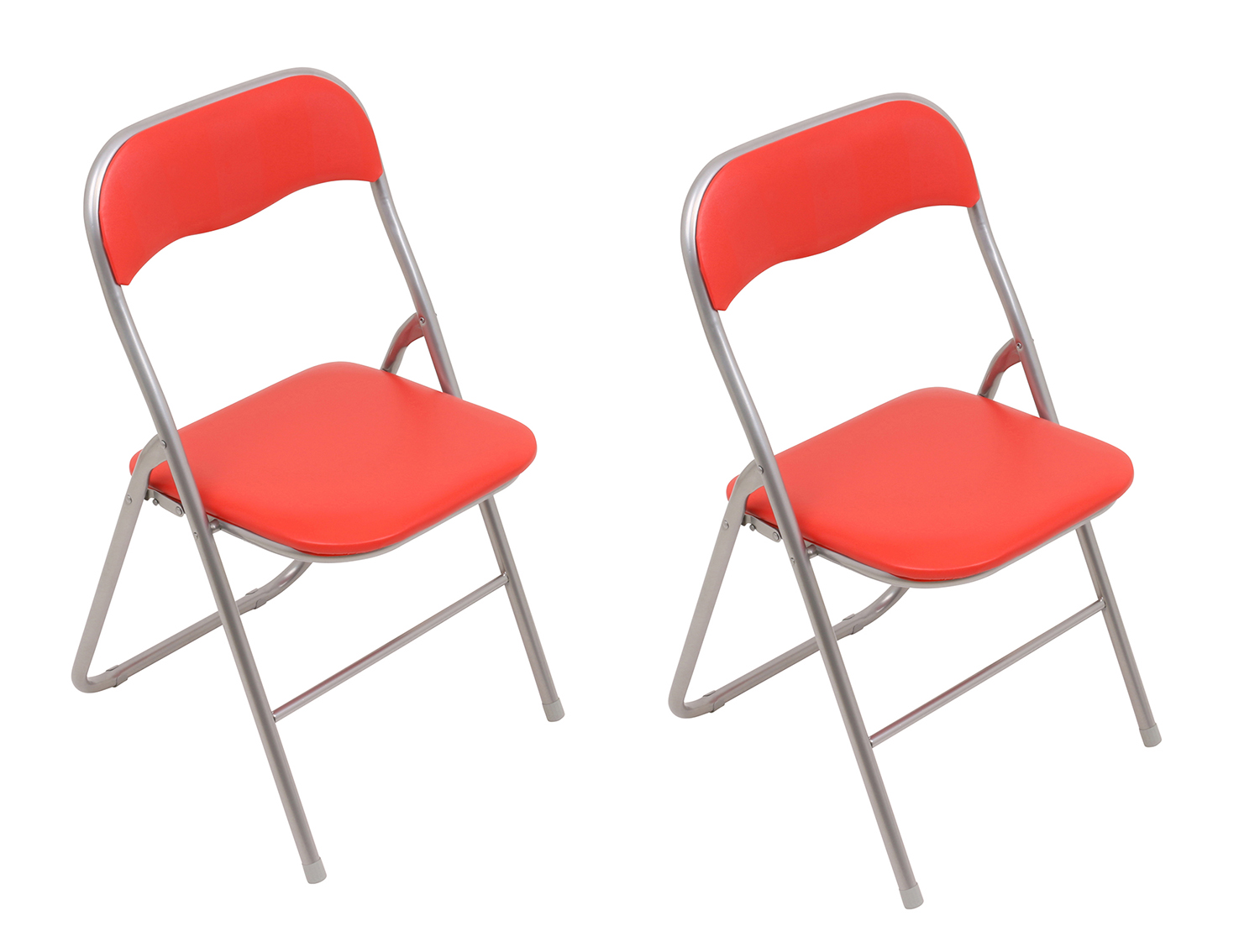 Set - 2x Klappstühle Kunstleder - schwarz - rot - Klappstuhl - Stuhl